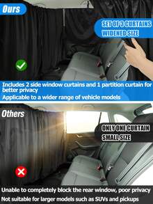 4pcs Car Privacy Curtain Set, Suitable For Sedan And SUV, Includes Rear Seat And Side Window Divider Curtains, With Storage Bag - A - View 6