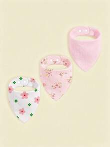 Infant Bib Plain Weave Fine Cotton Gauze Teething Drool Cloth Triangular Bib, Pure Cotton Soft Breathable Absorbent Comfortable, Triangle Drool Bib, Snap Button Adjustable, Baby Bib Stain-Resistant Easy To Clean Suitable For Baby Boys And Girls - Multicolor - View 12