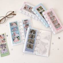 1pc Pastel Star Paw Print 4-Cut Photo Strip Album, Loose-Leaf Photocard Binder With Transparent Display Window, Portable Idol Photostrip Collect Book, Mini Photo Card Storage Holder For Fans, Back To School Supplies,Card Holder - Photo Album - View 2