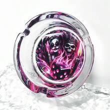 King & Jester Fashion 粉色創意圖案玻璃菸灰缸，3.34 英吋圓形菸灰缸，酒吧裝飾家居裝飾菸灰缸，送給朋友的禮物 - 國王與小丑 - 查看 4