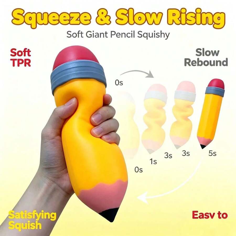 1pc Oversized Realistic Pencil Squeeze Toy, Super Soft Slow Rebound Stress Relief Toy, Fun Creative Desktop Finger Toy, Suitable For Students And Office Workers, Creative Holiday Gag Gift - Multicolor - View 1