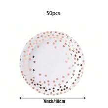 10/20/50pcs Piring Kertas Polkadot Rose Gold & Gold Ukuran 9 Inch/7 Inch – Peralatan Makan Sekali Pakai Premium untuk Pesta, Pernikahan, dan Acara Makan Mewah (Bubur Kertas Bebas Pemutih) - Emas Mawar Putih - View 19