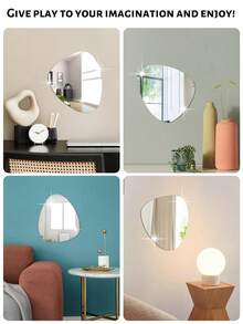 1 Piece Irregular Round Pattern Mirror Wall Sticker, Acrylic Material, Easy Installation, Kids Room Decorative Mirror, Home Decor, Wall Art - Silver - View 4