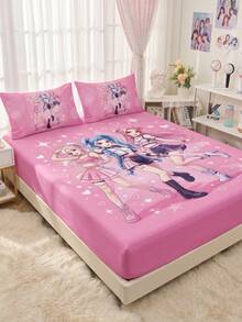 1pc K-POP Pattern Fitted Sheet, Mattress Protector, Bed Cover, Fitted Sheet, Wrinkle-Resistant, Breathable, Warm, Suitable For All Bed Sizes, Suitable For School Dormitory Bedding, Bedroom Decor, Bedding, (Pillow And Pillowcase Not Included), Machine Washable - Multicolor - View 7