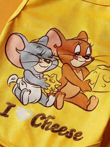TOM & JERRY X PETSIN 1pc Cartoon Cute "I Love Cheese" Printed Yellow Cat And Dog Universal Elastic Comfortable Dog Vest - Yellow - View 8