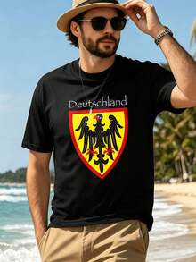 High Quality Cotton German Eagle Shield T-Shirt, Art Print, Street Hip-Hop, Breathable - Black - View 1
