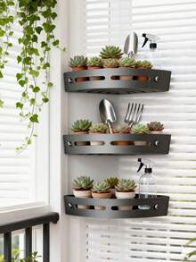 1/2/3pcs No-Drill Triangular Shower Caddy, Black/Grey Wall-Mounted Bathroom Storage Rack, Kitchen Corner Storage Shelf, PP Material, With Drainage Holes, Easy Installation, Suitable For Kitchen, Bathroom, Dining Room - Multicolor - View 7