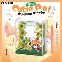 Cute Friends Anniversary Series Set, Adorable Animal Friends Photo Frame Miniature Building Blocks, Cute Bird, Panda, White Rabbit, With Acrylic Display Case, DIY Decoration, Assembled Building Blocks, Building Block Ornament, Suitable For Office Desk And Home Office Decoration. - Multicolor - View 14