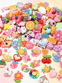 10/500pcs Multi-Color Sweet Y2K Cartoon Resin Pendants Bear, Rabbit, Donut, Flower Shaped Jewelry Accessories, Suitable For Jewelry Making, Backpack Key Decoration DIY Handmade Materials - Multicolor - View 5