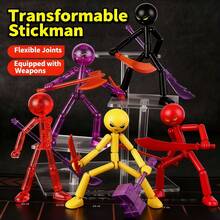 Cool Action Stickman Figurine, Multi-Joint Movable Humanoid Model, DIY Assembly Model, Suitable For Teenagers Office Desk Decoration, Gift, Party - Multicolor - View 2