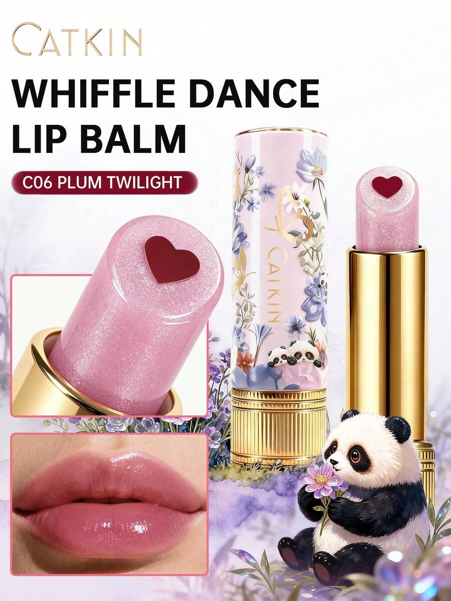 CATKIN Whiffle Dance 心核亮片染唇膏 閃耀紋理保濕口紅，適合日常保濕與時尚造型 C06 梅色暮光