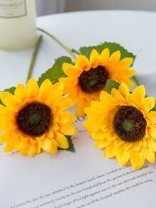10pcs/5pcs/1pc Artificial Sunflower, Perfect For Home Decor, Wedding, Party, Centerpiece, Bridal Bouquet, Table Arrangement, Wreath And Spring/Summer DIY Crafts. Summer, Autumn Wedding, Thanksgiving Decorations. Home And Party Decor - Multicolor - View 5