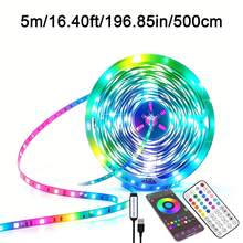 Smart Adjustable RGB LED Light Strip, 44-Key Remote And APP Control, USB Powered, Adjustable Brightness And Color, Supports Music Sync And Timer Function, Suitable For TV Backlight, Indoor Space, Game Room And Halloween Christmas Decoration - MINI White - View 18