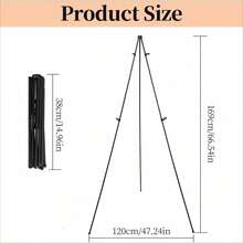 Foldable Metal Tripod Easel Stand, Adjustable Artist Floor Easel For Drawing Painting Sketching, Portable Canvas Holder For Watercolor, Acrylic, Oil Painting, Studio & Outdoor Art Creation - Black - View 2