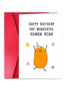 1pc Unisex Birthday Card - The Perfect Human Bean - Sweet Birthday Wishes Card For Husband, Wife, Girlfriend, Wife - Friend Birthday Card - Multicolor - View 6
