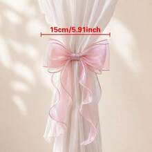 1/4 Pack French Style Bow Curtain Tiebacks, Sheer Satin Ribbon Curtain Tiebacks, Multi-Color No-Drill Curtain Tiebacks, Suitable For Semi-Sheer And Regular Curtains, For Bedroom, Living Room, Romantic Home Decor - Multicolor - View 3