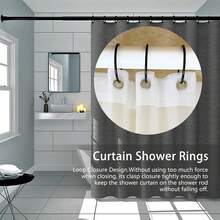 Set Of 24 Shower Curtain Rings, Shower Curtain Hooks, And Bathroom Shower Curtain Rings-Suitable For Shower Curtains, Shower Rods, And Curtain Hooks-Black - Black - View 3