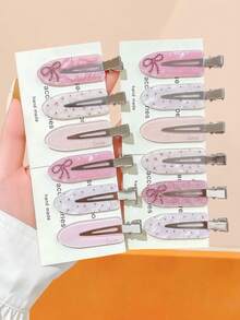 6/12pcs Cartoon Print Seamless Hair Clips, Durable And Gentle On Hair, Sweet And Cute Hair Accessories - Suitable For Women And Girls, Daily Makeup, Dating, Vacation - Multicolor - View 12