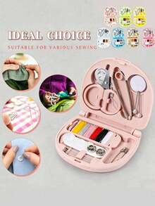 Portable Mini Sewing Box Small Sewing Tool Kit Multi-Function Sewing Tool Set - Perfect Gift For Beginners: Sewing Tool Kit - Foldable, DIY Sewing Supplies And Accessories, Designed For Travelers And Emergency Clothing Repair! Mini Sewing Tool Kit, New Home Minimalist Style Portable Small Sewing Box Sewing Tool Set DIY - Style a - View 1