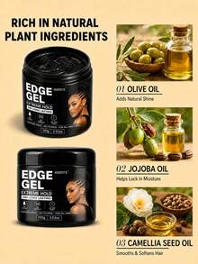 SUMVX 100g/3,53oz Gel de Estilização Poderoso que Fixa Eficazmente Cachos e Tranças no Lugar, Reduz o Frizz e as Pontas Duplas, Contém Óleo de Rícino Negro e Óleo de Coco para Suavizar os Fios Rebeldes. É Livre de Parabenos, Sulfatos, Óleo Mineral e Ingredientes à Base de Petróleo - 100g/3,53oz - Visão 4