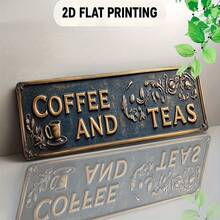 2D Flat Vintage Art Decorative Sign "Coffee & Tea" Rustic Style Metal Wall Decor, Pre-Drilled Holes, No Power Required, Suitable For Cafes, Restaurants, Porches, Home - Perfect Gift For Coffee Lovers (Random Style) - A - View 1