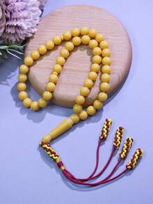 1pc 45pcs 10mm Islamic Prayer Beads With Red Handmade Tassel, Daily Prayer/Recitation Professional Handheld Tasbih, Minimalist Beige Islamic Prayer Beads - Multicolor - View 7