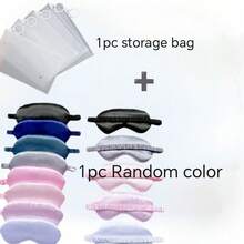 2pcs Double-Sided Satin Sleep Eye Mask Set, Polyester Light-Blocking Eye Cover With Elastic Band, Multiple Colors Available, Suitable For Back To School Noon Rest, Travel Naps, Bedroom Sleep And Daily Eye Shading For Men And Women - A - View 16