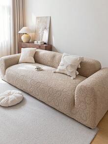 1pc Jacquard Solid Color Elastic All-In-One Sofa Cover, Minimalist Pet-Friendly Anti-Slip Anti-Scratch, Suitable For All Seasons, Machine Washable, Holiday Home Decor Dust-Proof Sofa Slipcover - Khaki - View 6