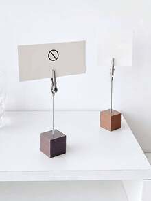 Modern Desktop Photo Clip Holder, Minimalist Wooden Base Memo Stand With Metal Clip, Tabletop Card Display Stand For Photos, Business Cards, Place Cards, Wedding Events, Office Desk Decoration & Home Accessories.Mixed Color - A - View 7