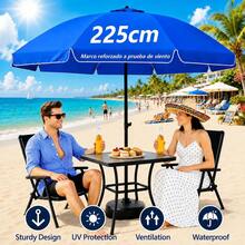 Sjrohe (1.9m X 2.25m) Sombrilla De Playa Jardín, Sombrilla Para Playa, Sombrilla Jardin, Sombrillas Exterior, Global Import Sombrilla De Playa Reforzada, Ideal Para Playa, Jardín, Terraza,Piscina Azul - Azul - Ver 2