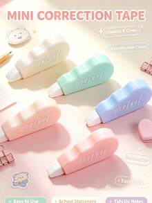 2/6pcs Macaron Correction Tape, Mini Correction Tape, Multi-Color Options, High Aesthetic, Large Capacity, Compact And Portable, Smooth Dispensing, Durable, Strong Coverage, Suitable For Students' Daily Homework, Note Correction, Back To School Season - A - View 3