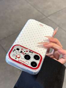 Red Polka Dot Puppy Full Coverage Precision Cutout Phone Case Luxury Rhinestone Bow Silver Glitter Shockproof Phone Case - Polka Dot Design Compatible With Apple 17/17Air/17Pro/17Promax, 16/16Plus/16Pro/16Promax, 15/15Plus/15Pro/15Promax, 14/14Plus/14Pro/14Promax, 13/13Pro/13Promax, 12/12Pro/12Promax, 11/11Pro Max, Dustproof, Popular Anti-Drop - Multicolor - View 2