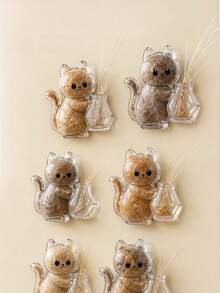 Cute Cat Shaped Fridge Magnet Cat Fur & Whisker Collector, Holeless Pet Hair & Whisker Memorial Keepsake Container, Unique Decorative Gift For Cat Lovers, Essential For Cat Moms, Unique Gift, Pet Memorial - Transparent - View 5