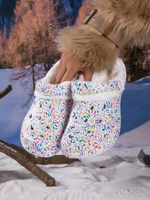 Winter Fuzzy Lined Clogs Anti Slip Warm Plush Indoor Outdoor Hole Slippers - Multicolor - View 6