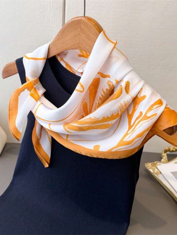 1PC Simulated Silk Paisley Pattern Printed Small Square Bandana For Men, Sun Protection Scarf, Versatile Headwrap, Decorative Neck Scarf