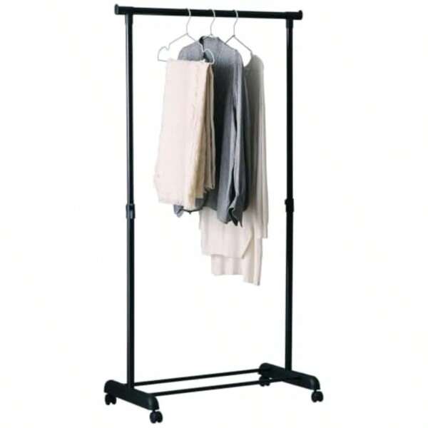 qw-DOSHISHA clothes hanger, single, all black, clothes storage, telescopic up and down, 81cm wide, 15kg load-bearing, NGHS-81ABK