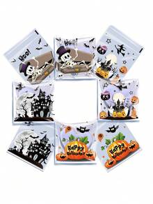 100PCS Self-Adhesive Plastic Gift Bags, Perfect For Party Favours And Spooky Decorations Reusable Four In One Skeleton, Bat, And Pumpkin Designs, Lightweight And Durable Bags For Events, Birthdays,Halloween Party Goodie Bags: Trick-Or-Treat! - View 7