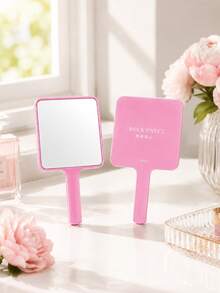 ROCK SWEET Handheld Cosmetic Mirror, Convenient For False Eyelash Application And On-The-Go Makeup Touch Ups - Pink - View 5