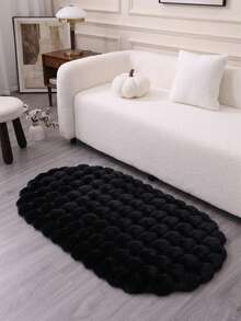 1pc Black Plush Decorative Rug, Cozy Soft Christmas Decor Mat, Perfect For Daily Home And Holiday Decoration, Decorative Rug, Bedroom Decor, Small Rug, Rug, Home Decor, Living Room Rug, Living Room Small Rug, Bedroom Rug, Living Room Home Decor - Multicolor - View 4