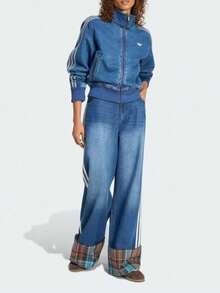 Adidas Three-Leaf Women's Loose Comfortable Versatile Jeans - Denim Indigo - View 3