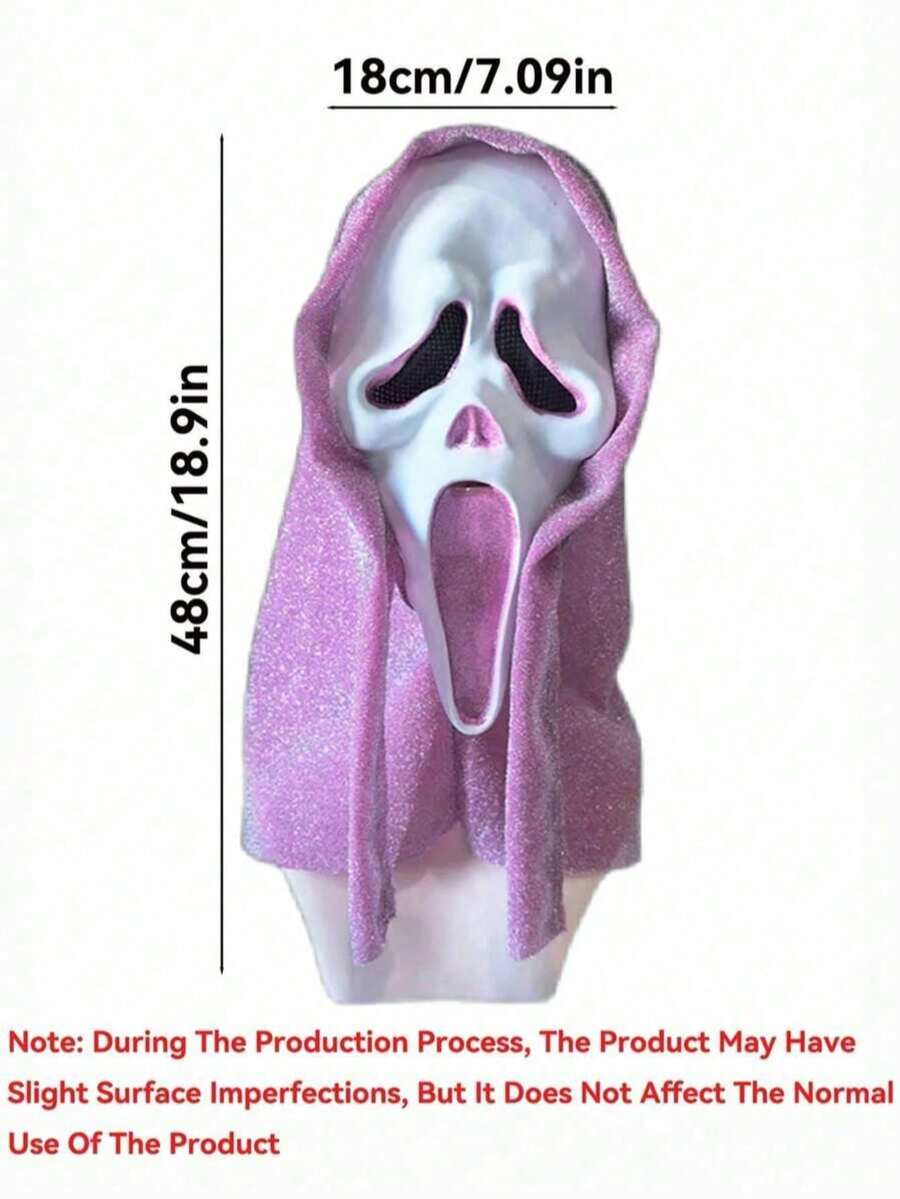 1PC Pink Sequin Scream Mask, Suitable For Halloween And Role-Playing. Made Of High-Quality Latex Material.Cos - Multicolor - View 1