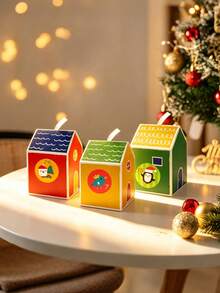 12/24pcs Christmas House Gift Boxes With Stickers Christmas Advent Countdown Box Gift Boxes To Fill Colorful House Shape Gift Wrapping Box Treat Boxes For Holiday Xmas Party Favors - Multicolor - View 11