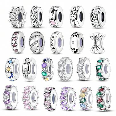 1pc Sparkling Daily Cute Paw LOVE Moon Star Butterfly Heart Jesus Fish Celtic Knot Spacer Bead (Rubber Plug) Charm Bead For Bracelet Necklace DIY Jewelry Making, Prevents Pendant Bead Sliding, Thoughtful Exquisite Gift For Women Girls Mom