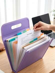 13-Pocket Accordion File Organizer With Color Labels, Expandable File Storage Box, Multi-Functional Durable File Folder For A4 Documents, Portable Large Capacity File Organizer For Home, School And Office - Multicolor - View 3