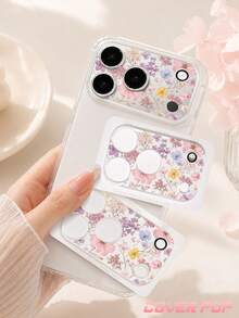 1pc Beautiful Dried Flower Pattern Lens Protector, Compatible With Phone 17 Pro/17 Pro Max, Cute & Exquisite Lens Decoration, Enhances Overall Phone Texture, Adds Atmosphere To Photos, Tempered Glass High Definition Full Coverage, Scratch-Resistant & Wear-Resistant, Compatible With Phone Cases, Fashionable Small Gift For Girlfriend And Best Friend - Clear - View 3
