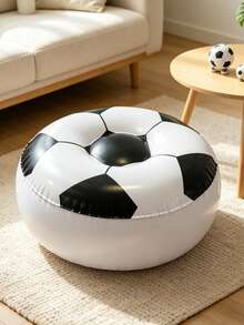 Inflatable Soccer Pattern Round Stool, Portable PVC Inflatable Seat Ottoman Foot Rest For Indoor & Outdoor Use, Air Pump Not Included - Multicolor - View 8