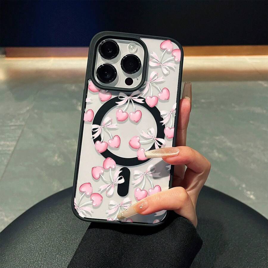 [24hShippingfromDE/FR/ES]Apple171615promaxSamsung212223242526UltraGalaxy Pink Heart Cherry Bow Print Magnetic Phone CaseCute Girly Light Pink Cherry Bow Creative Transparent Back Panel Soft Edge Phone CaseSuitable For Apple Series 16Pro16ProMax1515Pro15ProMax1414Pro14ProMax1313Pro13ProMax And Other ModelsScratch-Resistant And Wear-Resistant Lens Protection, Comfortable To Hold, Unique And Stylish - 1 Piece Of Picture Color - View 1