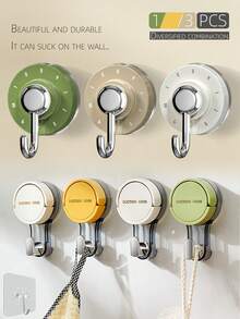1/3pcs Suction Cup Hook Set, Movable Hook, Vacuum Drill-Free Hook, Minimalist Versatile Style, Fashionable Design, Can Be Installed On Glass Bathroom Shower Door, Bathroom Tile, Mirror And Other Surfaces, Removable And Reusable - A - View 2