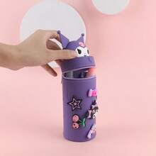 1pc Authentic Cartoon Student Pencil Case, Cute Silicone Pencil Pouch, Adorable Hollow Multi-Function 3D Expandable Silicone Stationery Storage Box, Suitable For Learning, Back To School Prizes, Office Desk Storage - A - View 5