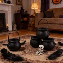 [Mini Crucible Set] 6pcs Mini Crucible Water Bottles - Novelty Water Bottles - Halloween Black Crucible Stand - Witch's Crucible - Crucible Pot Party Gift - (Non-Food Contact), Outdoor Decoration, Room Decoration, Fun Gift - Multicolor - View 2
